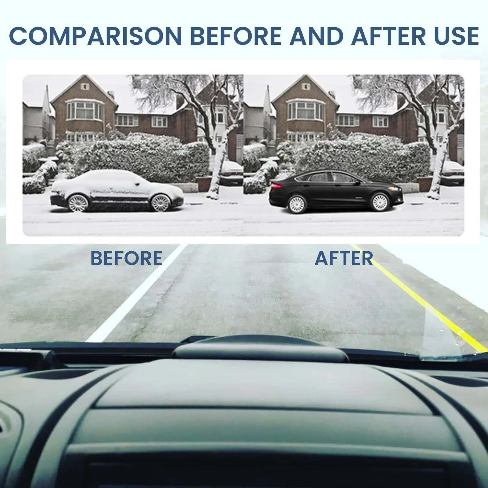 Black car snow removal tool with special glass technology measuring 5x2.6x1.5cm