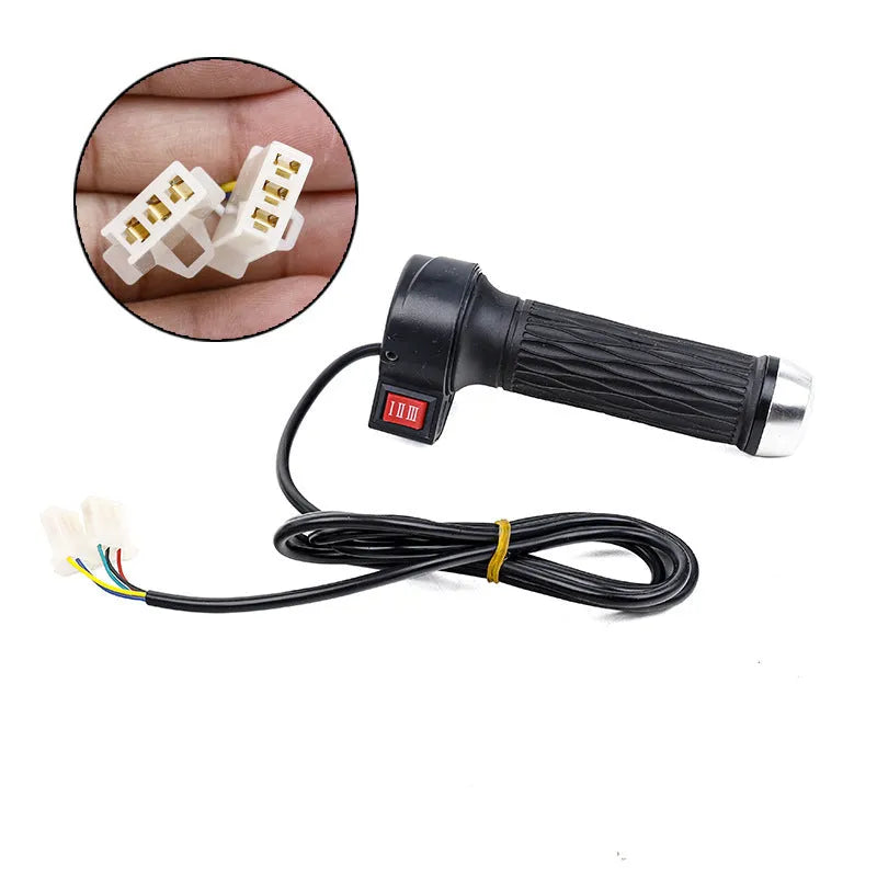 Electric go-kart refuelling throttle handle with three-speed rotation and optional horn speaker in various colour options