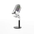 Condenser microphone with RGB lighting for computer recording in black, white, or pink