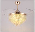 Invisible ceiling fan lamp with crystal shade and ABS blades in living room setting