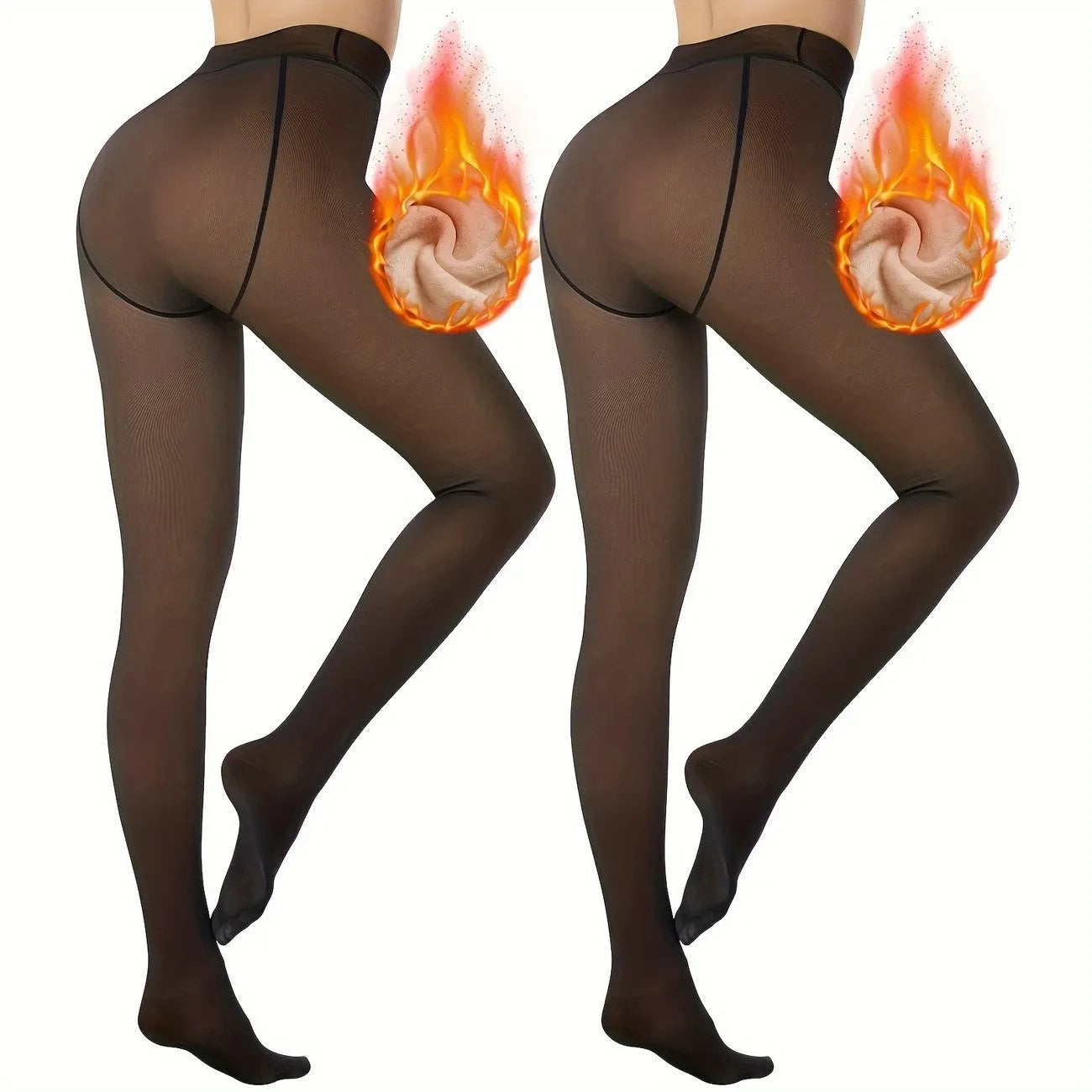 Selection of anti-snagging wool-lined leggings in black, coffee, and silver silk styles showing footed and footless designs.