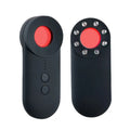 Black portable GPS and hidden camera signal detector showing compact size and Micro USB charging port.