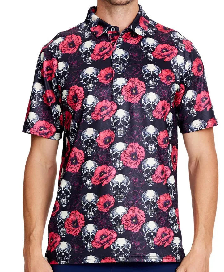 Men's 3D printed short sleeve t-shirt with zipper decorations in Japanese retro style