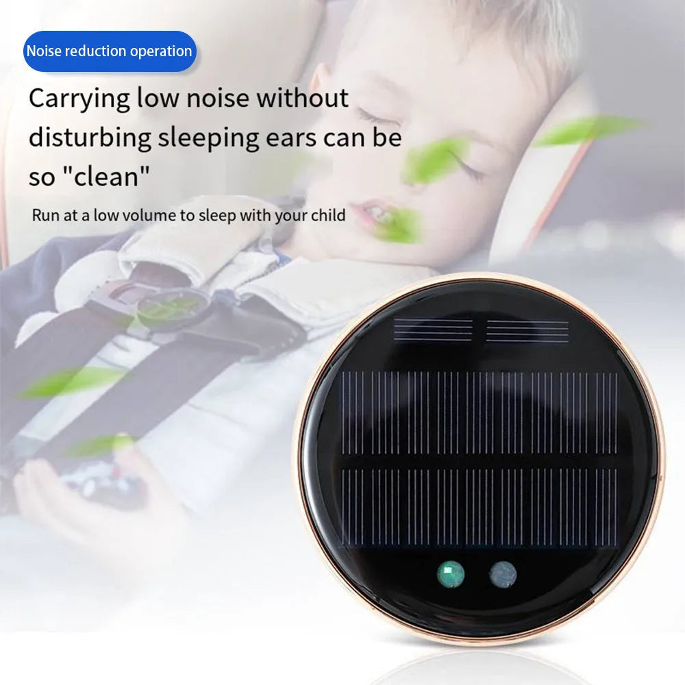 Car mounted solar air humidifier in black colour with ultrasonic atomisation technology