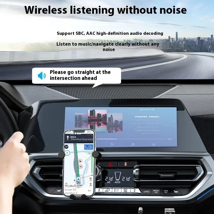 NAI USB car Bluetooth sound receiver with USB-A and 3.5mm connectors on PU-coated spring cable