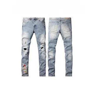 Black slim fit straight leg men's jeans with a button fly on a mannequin.