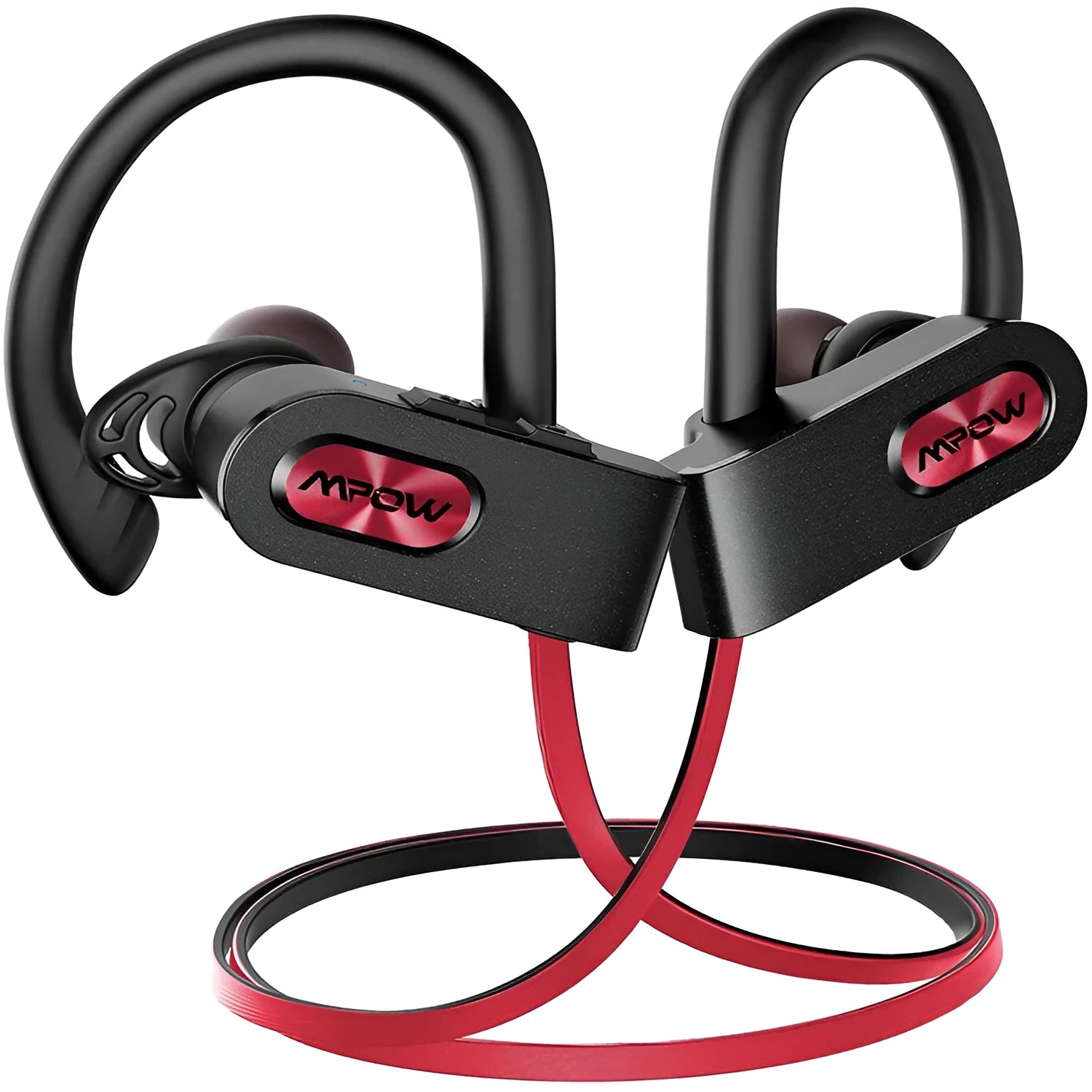 Flame2 hanging ear Bluetooth headset in red, black or pink colours showing bilateral stereo design