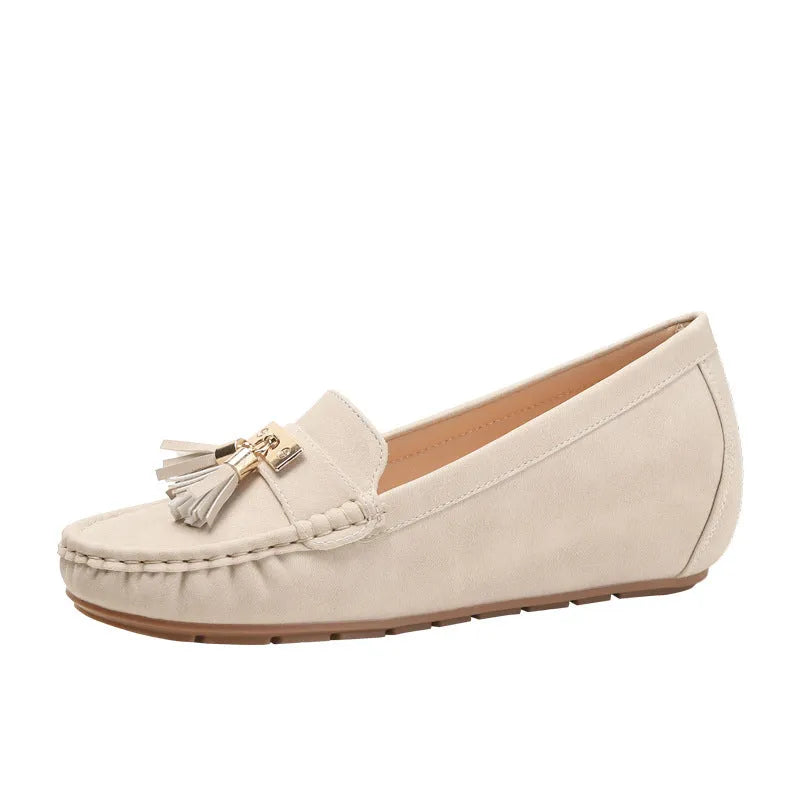 Flat heel height increasing insole casual work shoes in artificial PU with 3-5cm mid heel