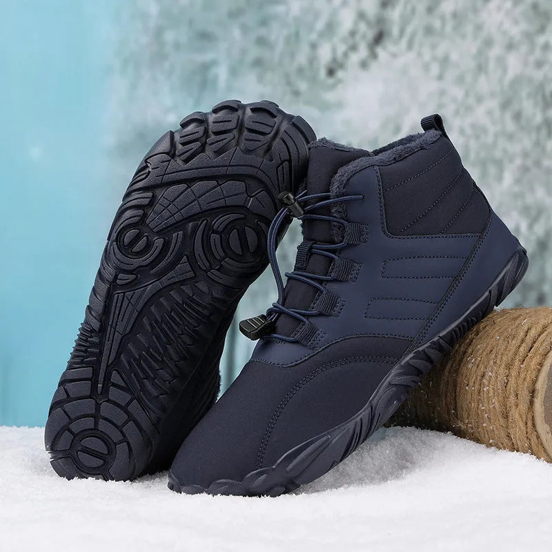 Outdoor sports cotton shoes winter warm slip-on boots Oxford cloth non-slip rubber outsole artificial plush lining colours black blue gray