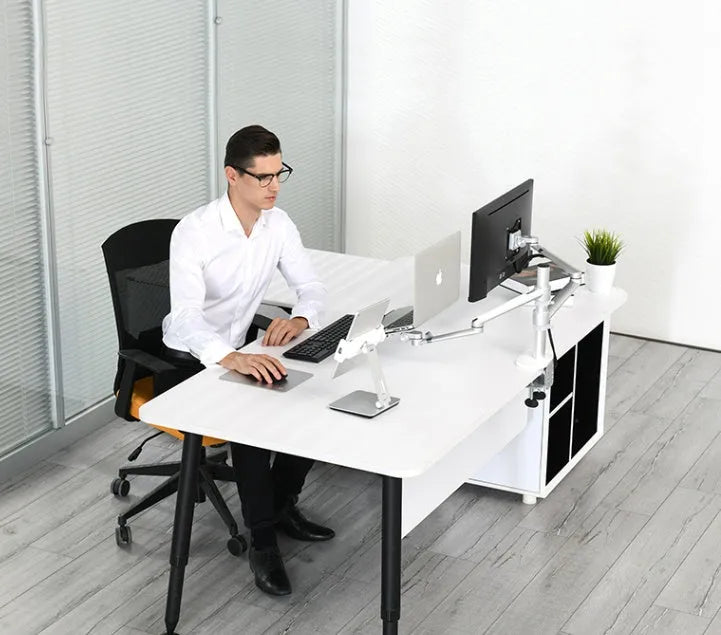 Foldable aluminium phone and tablet holder with 360° rotation in black colour