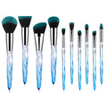 10 clear crystal diamond foundation brushes with artificial fibre bristles in four colour options