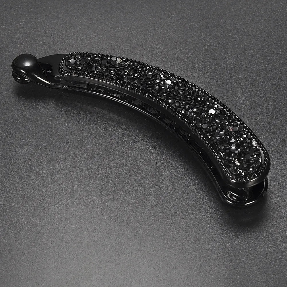 Rhinestone chicken leg banana hairpin with diamond inlay vertical clip approximately 10cm long