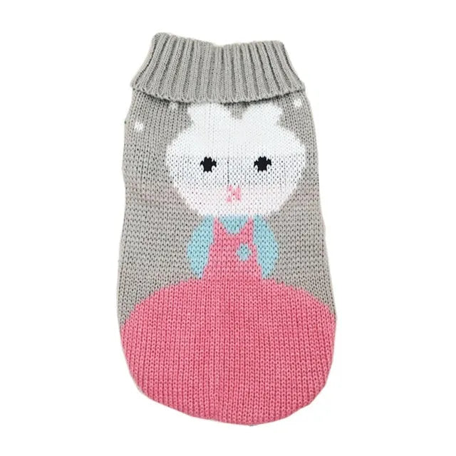 Christmas Maple Snowflake turtleneck knitted wool sweater for pet dogs, printed leaf pattern, casual style