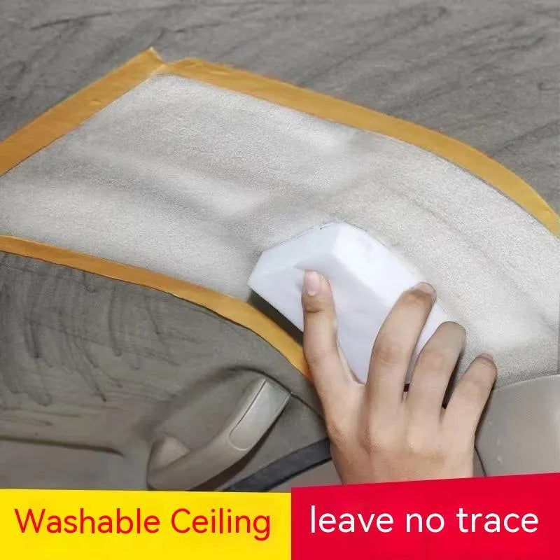 Fabric roof foam decontamination cleaner bottle with towel and sponge wipes for interior car ceilings