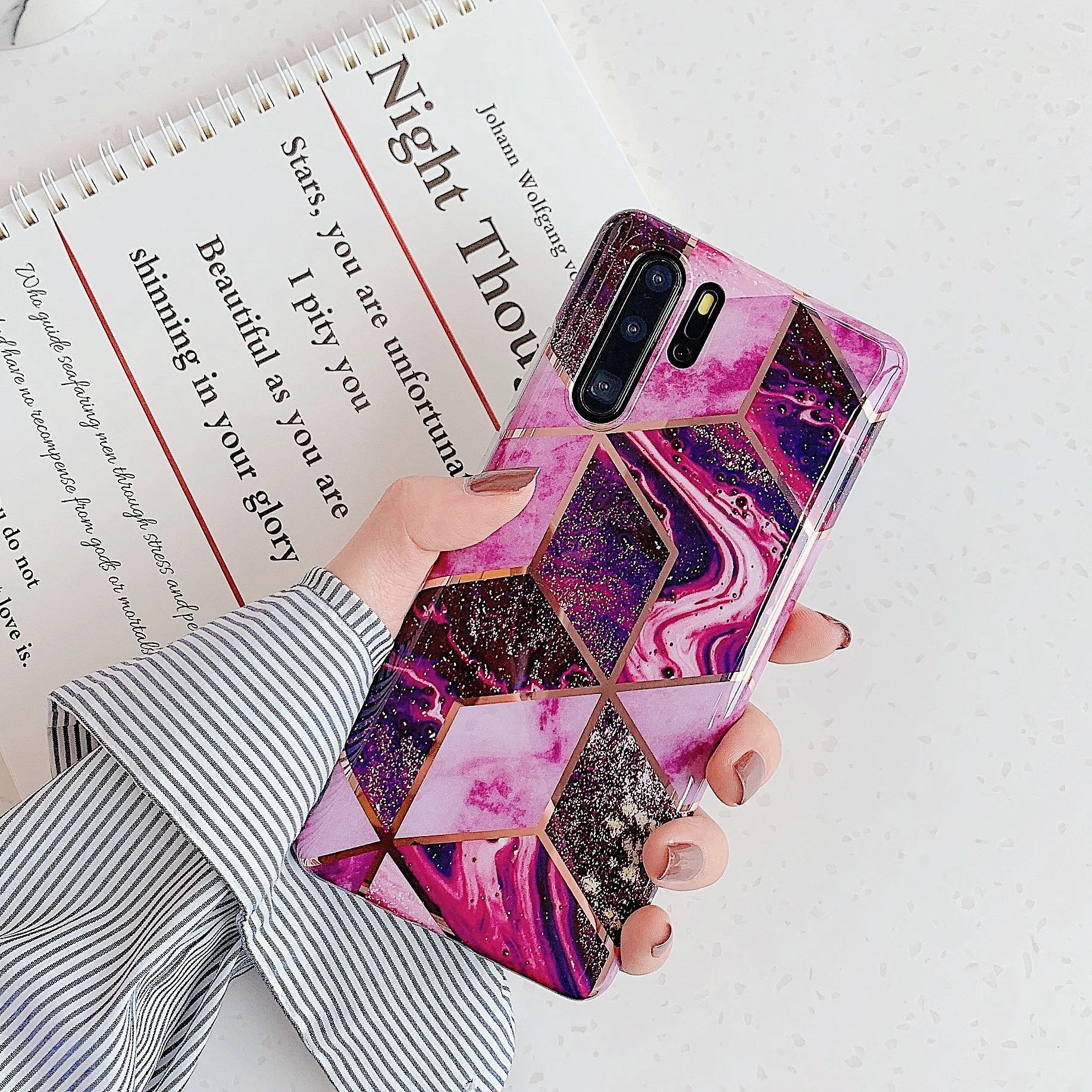 Electroplated marble pattern TPU phone case for Huawei and Samsung smartphones