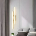 Gold double line wall lamp with 500mm length and tri-colour LED lighting