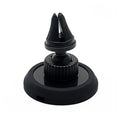 Black plastic magnetic car phone holder with dashboard and air vent mounting brackets