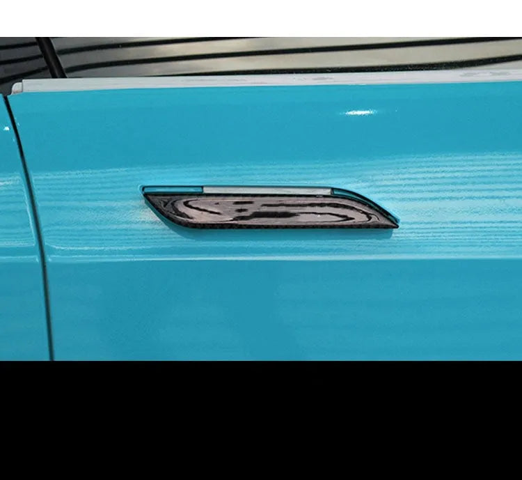 Four carbon fibre door handle patches for Tesla Model S with adhesive backing