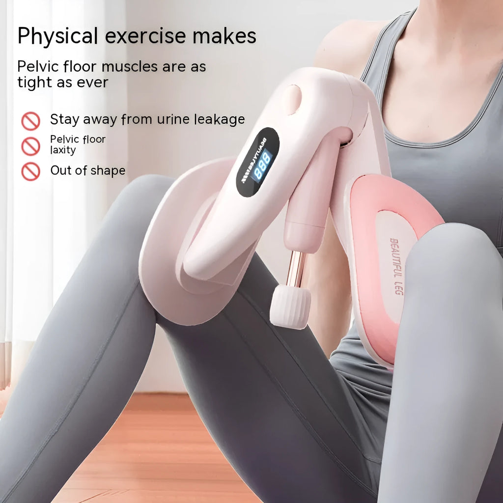 Pelvic floor muscle trainer device with electronic display, shown in grey colour option