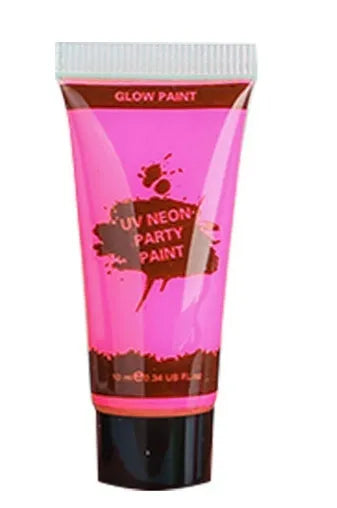 25ml neon face paint tubes in red, yellow, green, purple, orange, and pink colours with safe non-toxic gouache formula