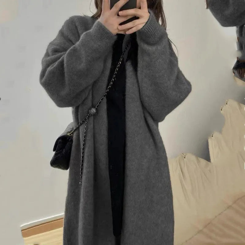 Women's loose knitted chenille cardigan sweater in Japanese Korean style with 3D pattern