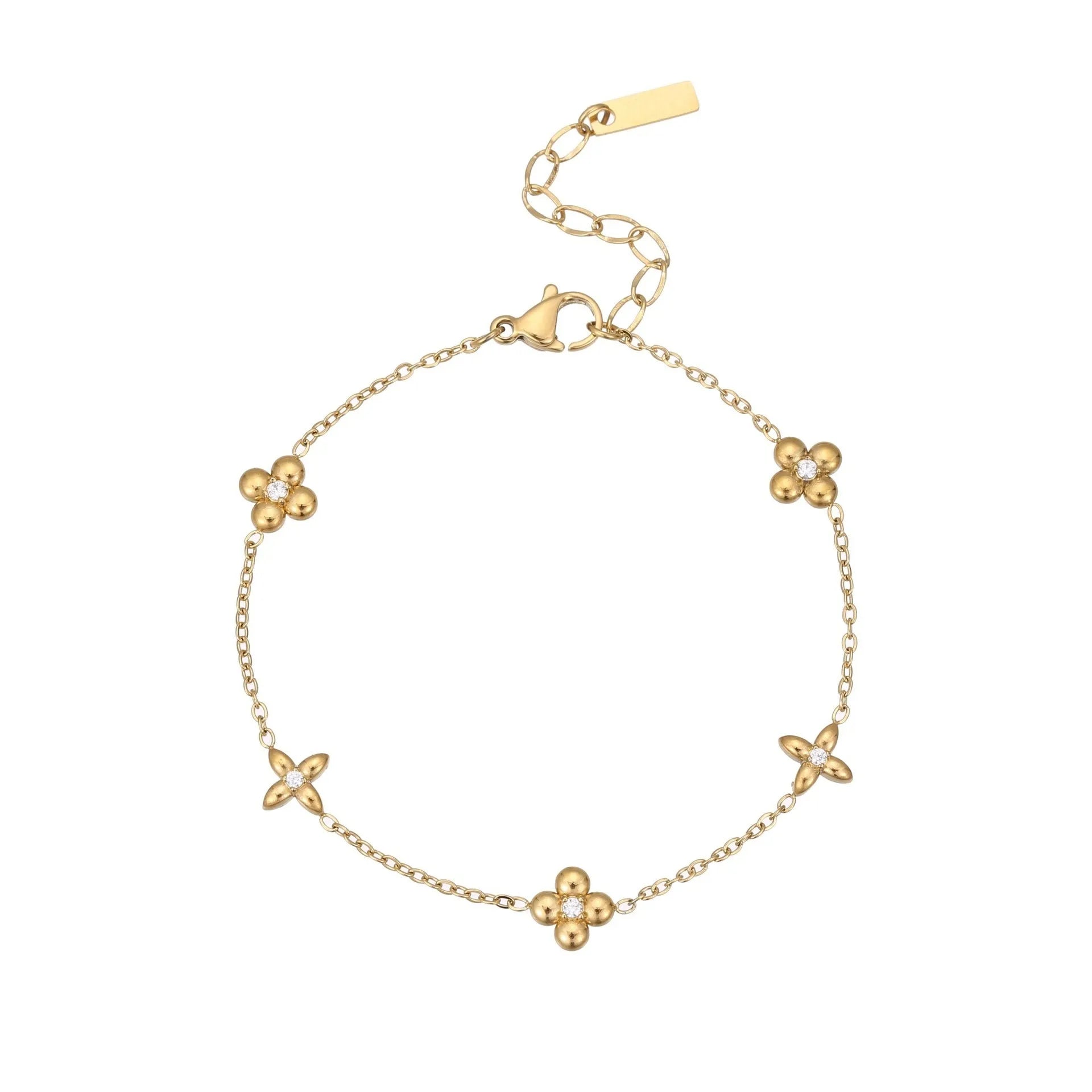 Women's titanium steel bracelet with 18K gold plating and geometric hexagonal star pendant