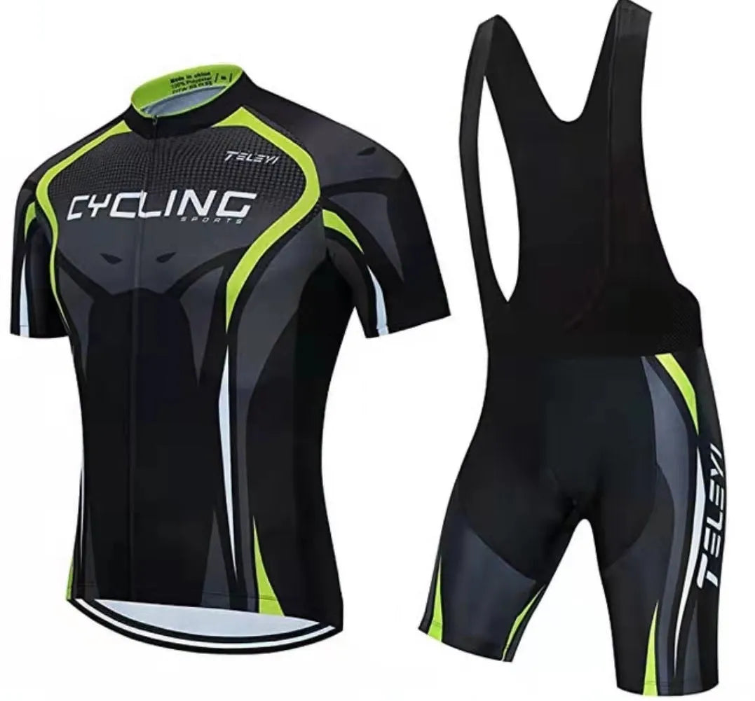 Cycling jersey set with top and trousers for mountain and road biking in summer conditions