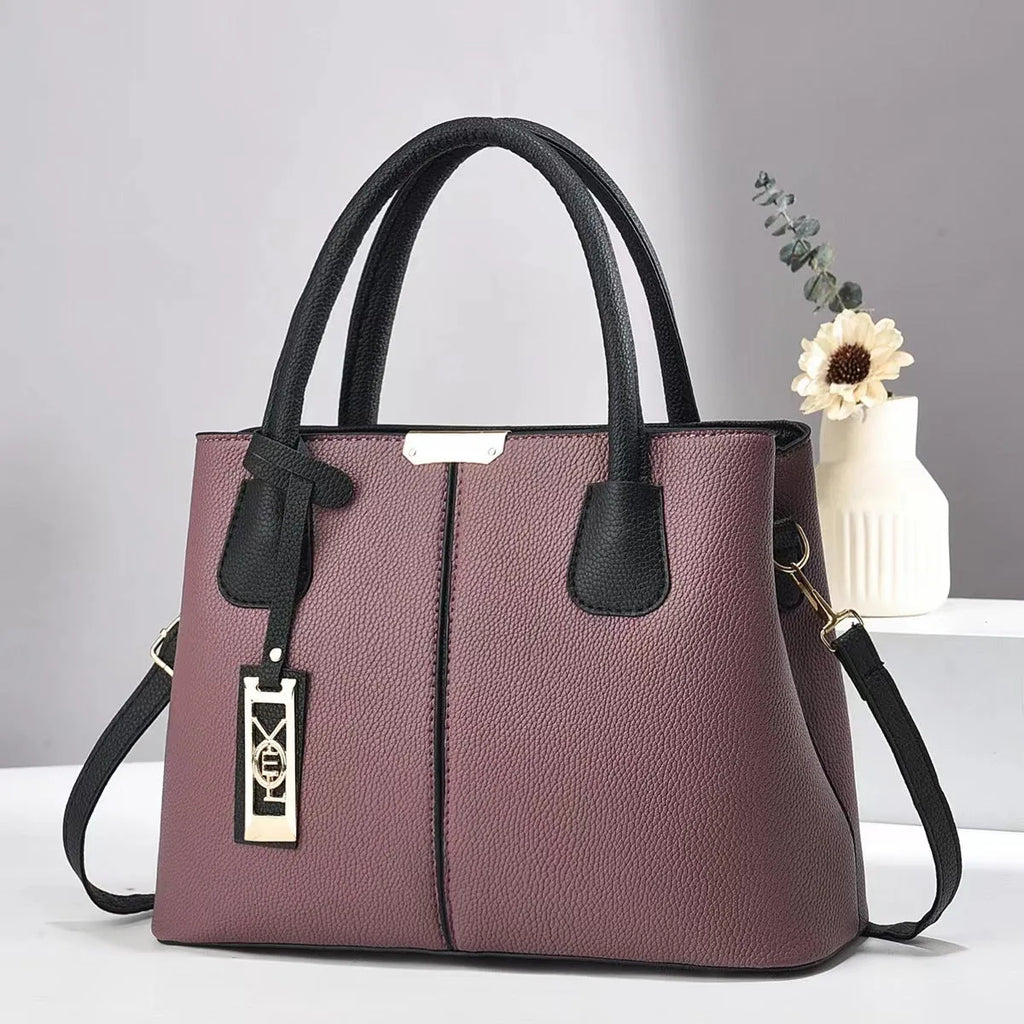Women's large capacity PU shoulder bag in horizontal square design with leather strap