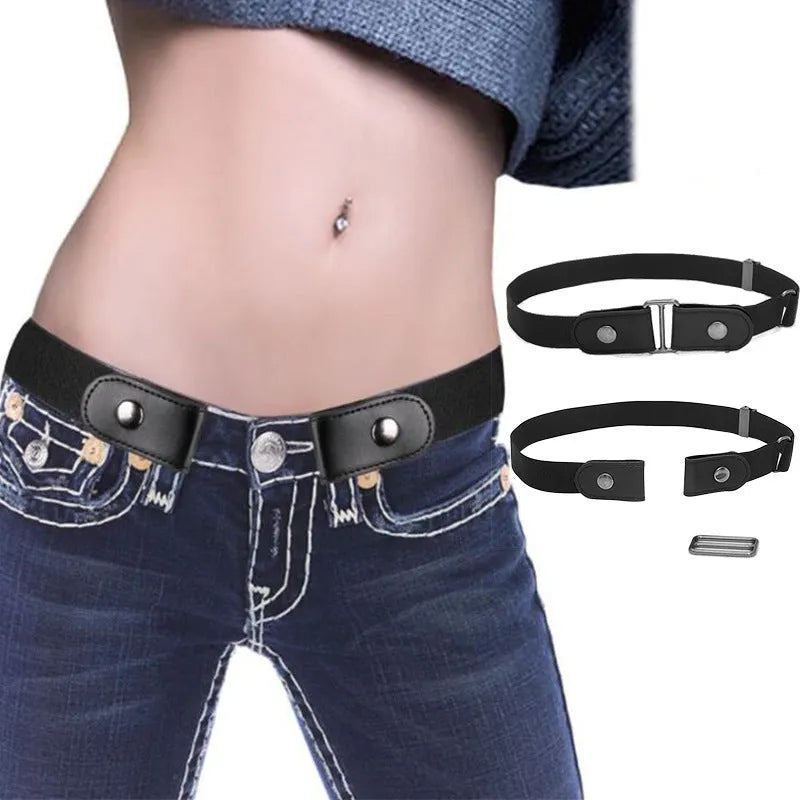 Imitation leather belt with square alloy buckle and car suture stitching on neutral background