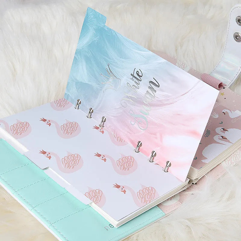 A6 separator page set for Swan handbook, six sheets with colour double-sided printing and gold foil packaging