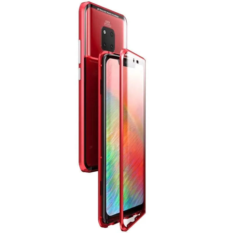 Samsung S10 Plus double sided glass case with 100000 Gauss magnetar system, metal frame, and solid black finish