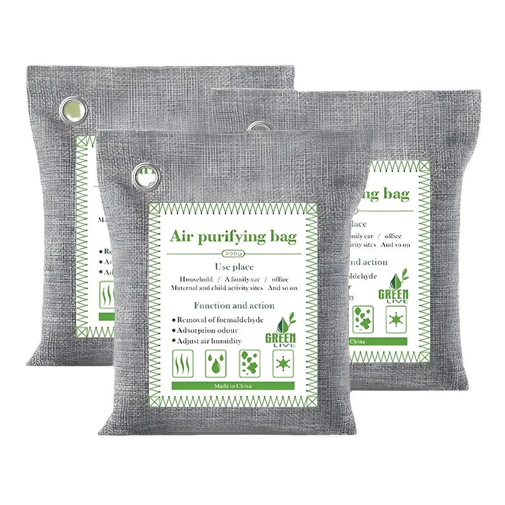 Bamboo charcoal air purification bags for formaldehyde removal in household settings.