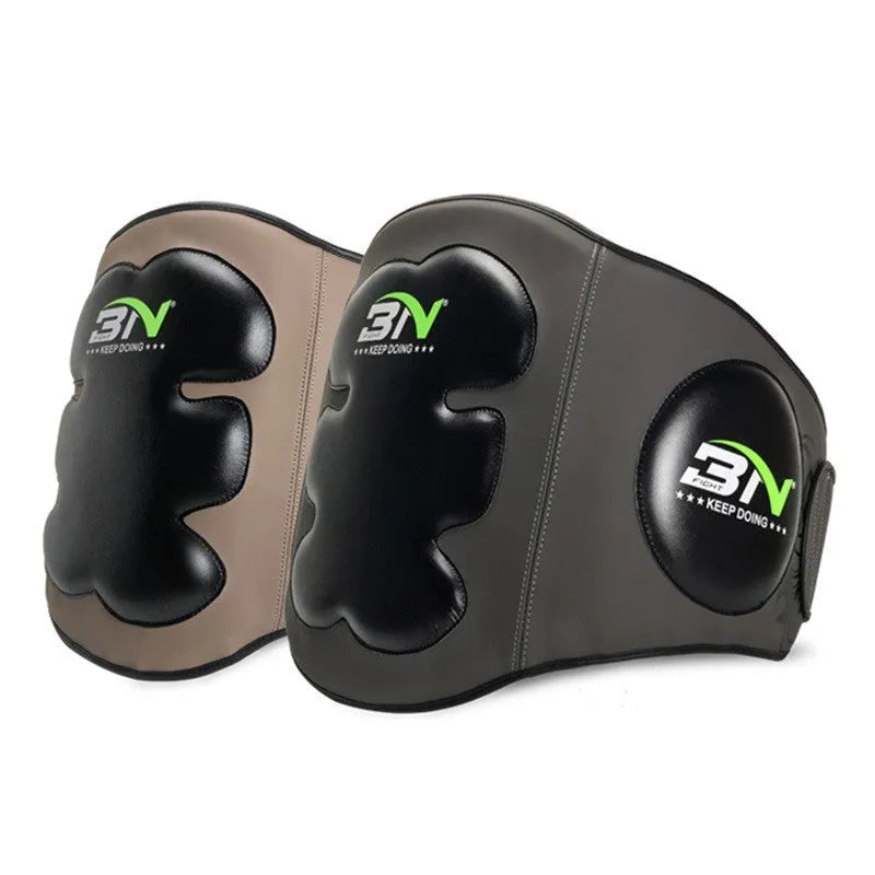 Dark grey Sanda boxing chest protection target for waist training drills.
