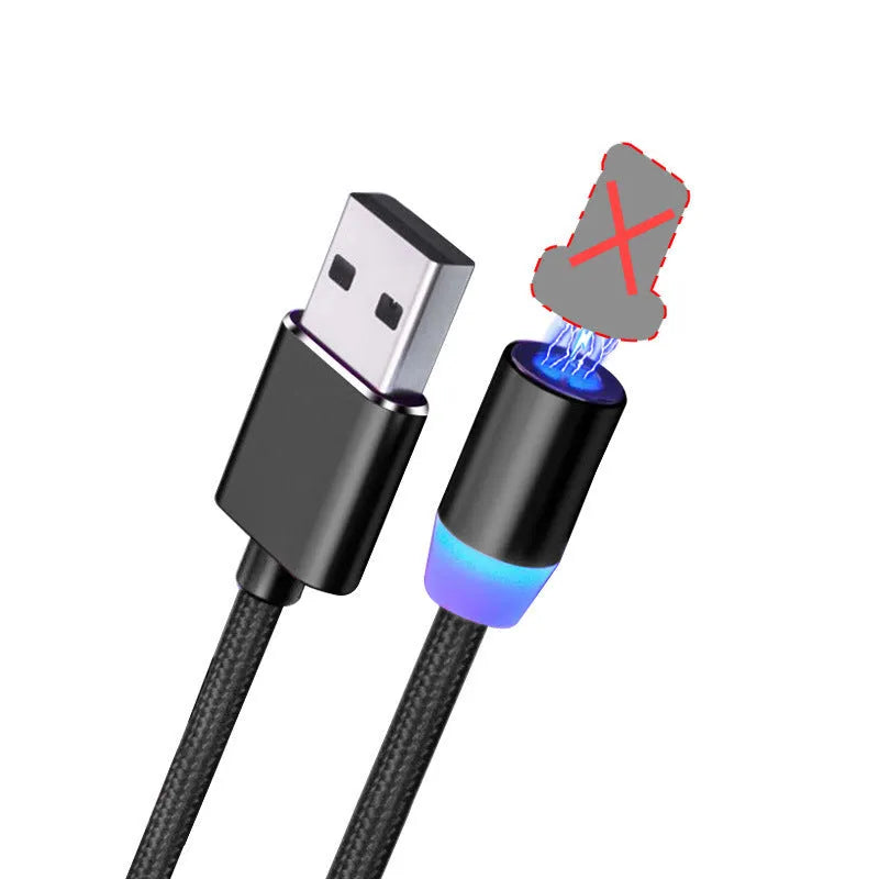 Magnetic 3 in 1 data cable with USB, 8PIN, Micro USB and TYPE-C, in black gold silver red, 1m or 2m