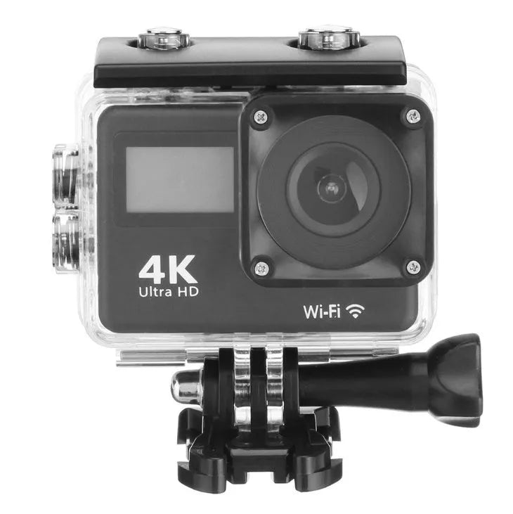 4K HD dual screen WiFi sports camera with remote control, 30m waterproof, Black or Silver