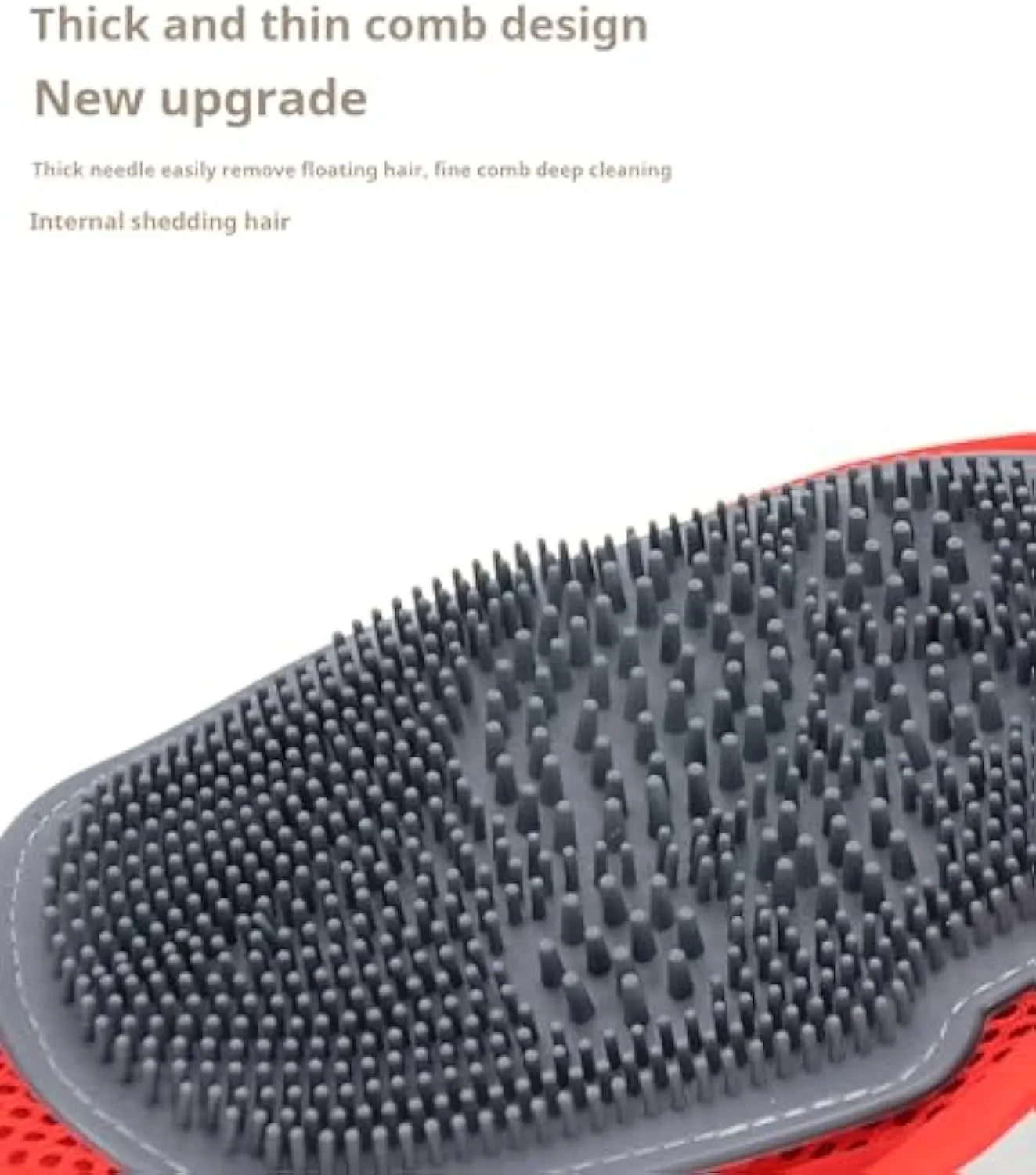 Red pet bathing glove with integrated brush surface for grooming dogs and cats