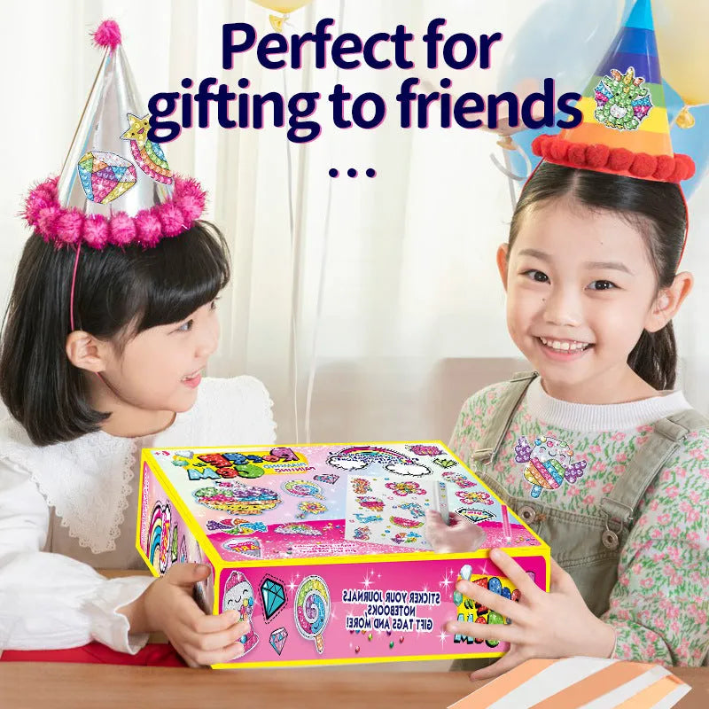 Diamond stickers refrigerator magnets plastic educational toy set in colour box packaging with diamond note papers