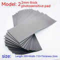 Black and grey plastic photosensitive seal mat for pottery and calligraphy art, showing 330mm by 110mm size.