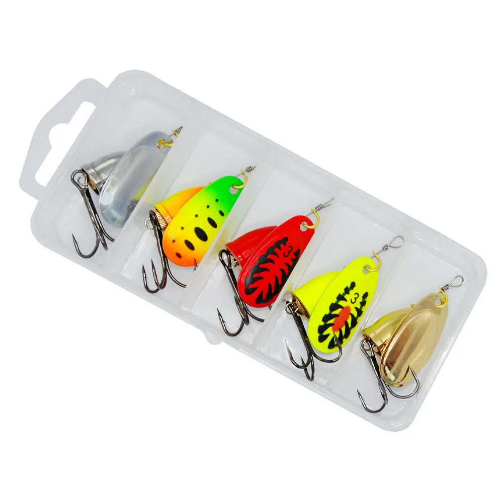 R composite rotating sequins copper bell fishing lure in seven metallic colours including gold, silver, and rose gold