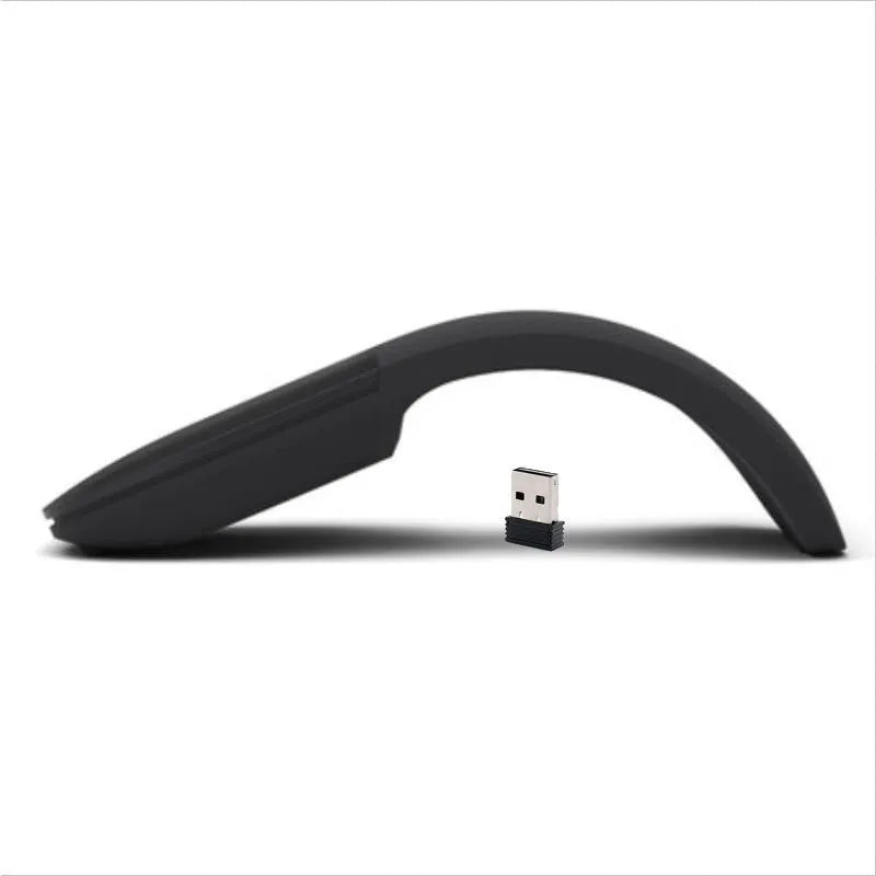 Folded Bluetooth wireless mouse showing compact 131.2mm length with touch-sensitive surface