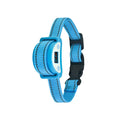 Sky blue ABS anti-cat bark stopper waterproof collar with charging cable and manual, model PC558