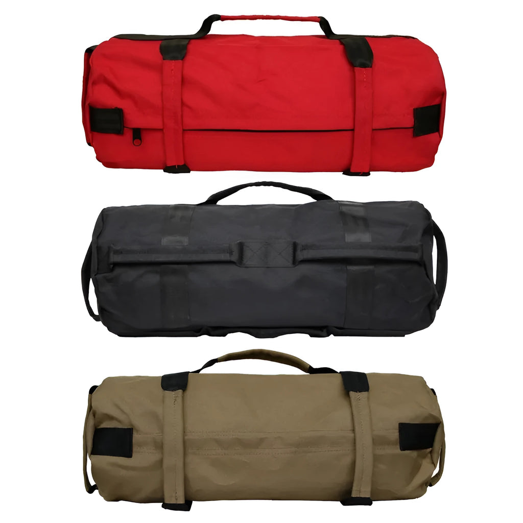 Weightlifting sandbag with six handles, 48cm diameter, black colour, made from 900D Oxford cloth