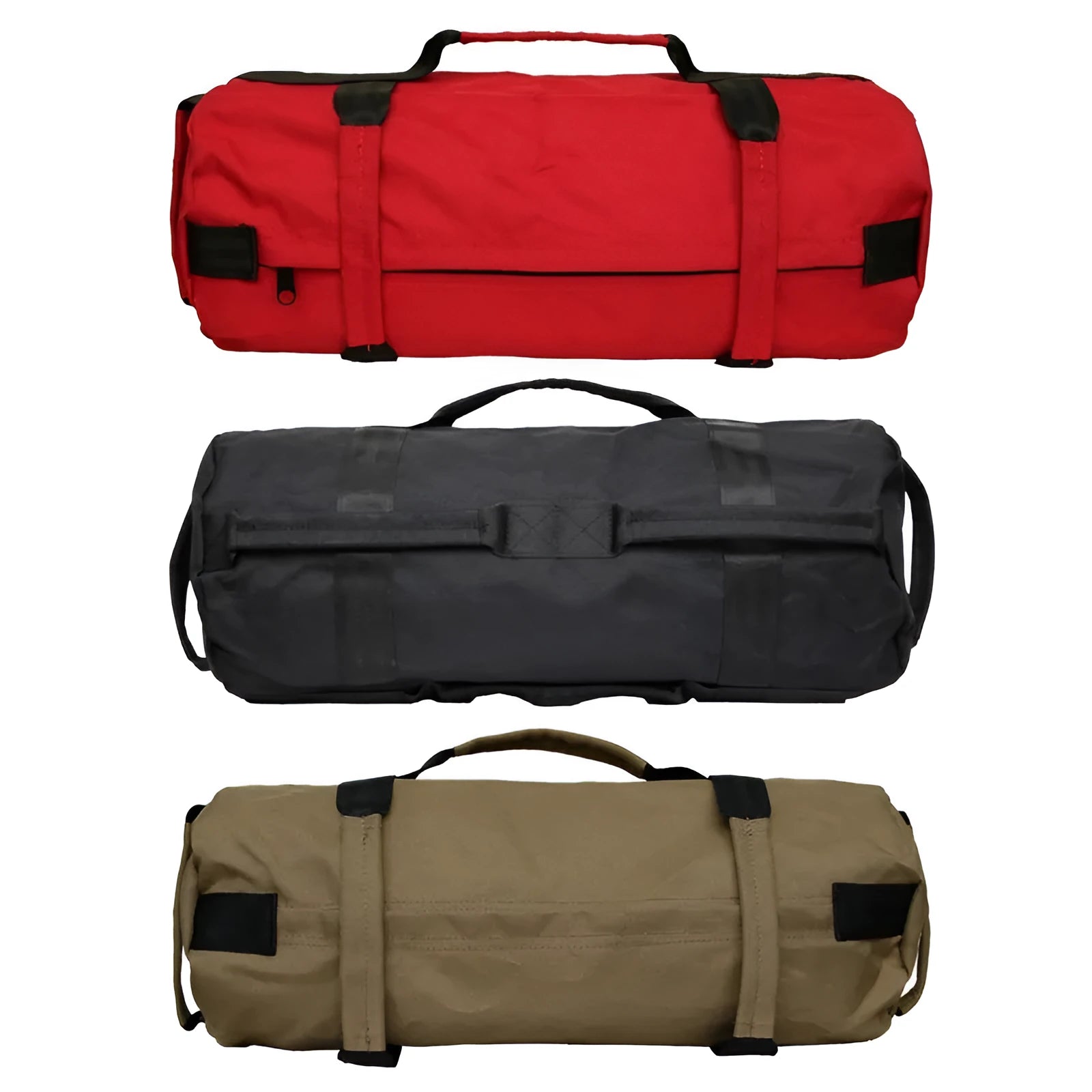 Weightlifting sandbag with six handles, 48cm diameter, black colour, made from 900D Oxford cloth