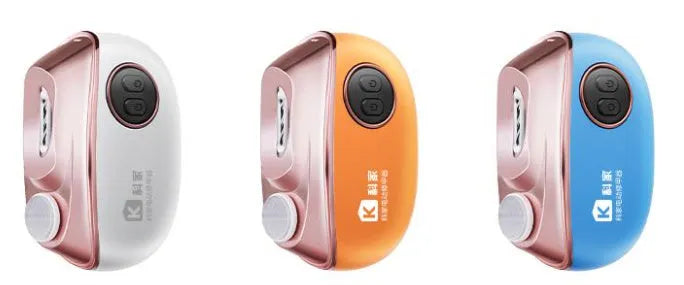 Electric nail clipper and polisher two-in-one tool in blue, orange, or white colours with Type-C charging cable