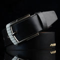 Men's imitation leather casual belt with alloy pin buckle in black, white or brown