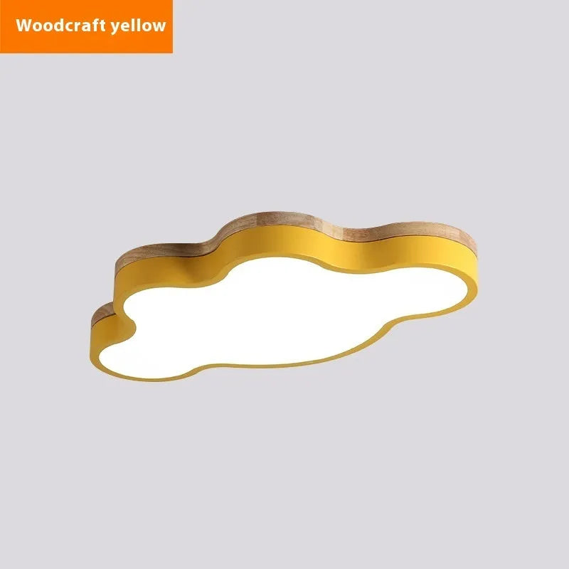 Cloud shaped LED ceiling lamp in modern simplicity style for living room and bedroom, 50x25cm size, wood pink finish