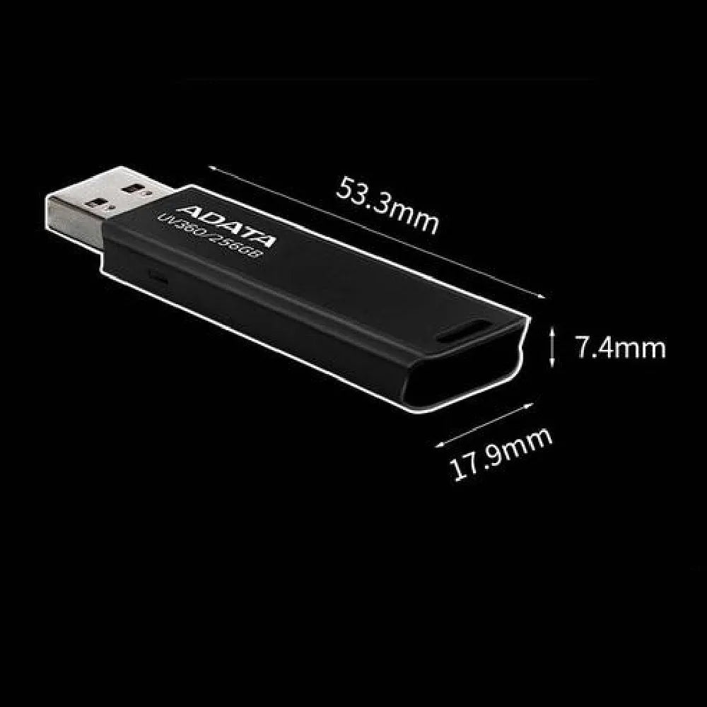 Black car mounted USB flash drive with plastic waterproof housing showing USB 3.2 Gen1 connector