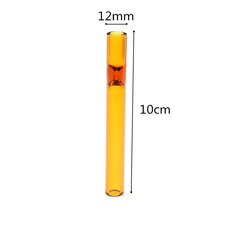 Transparent pink glass telescopic smoke pipe nozzle for water bongs