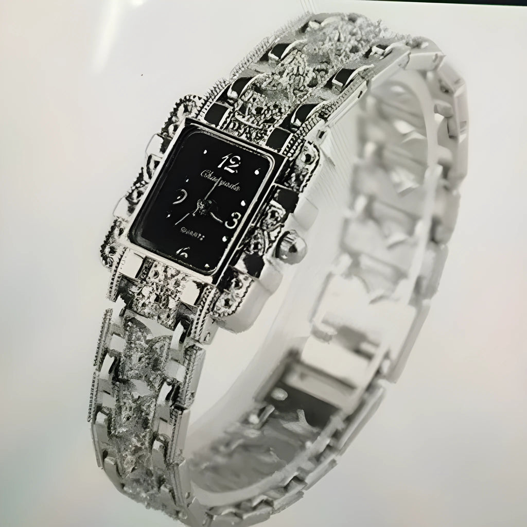Women's square bracelet watch with white dial surface and 8mm thickness in casual style