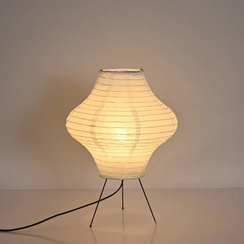 Japanese style Xuan paper table lamp with three-colour light source measuring 32cm wide by 45cm tall